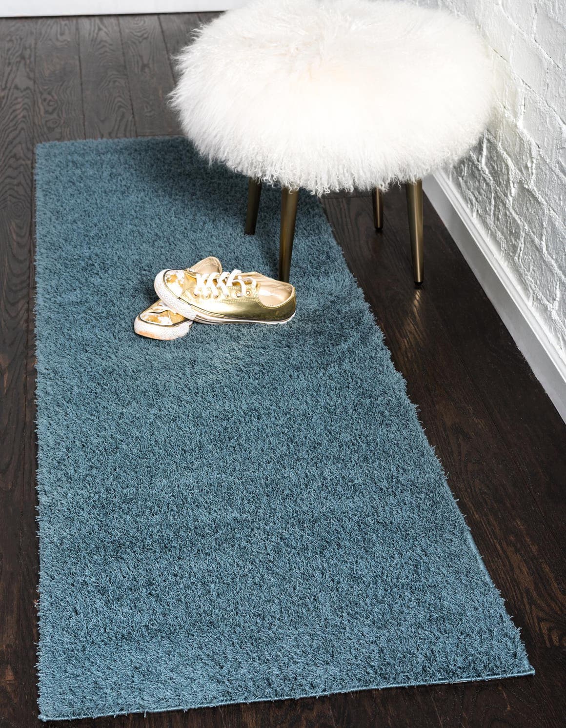 Läufer Hochflorteppich Studio Solid Shag in Schieferblau von Hadorn™ - Lifestyle Image