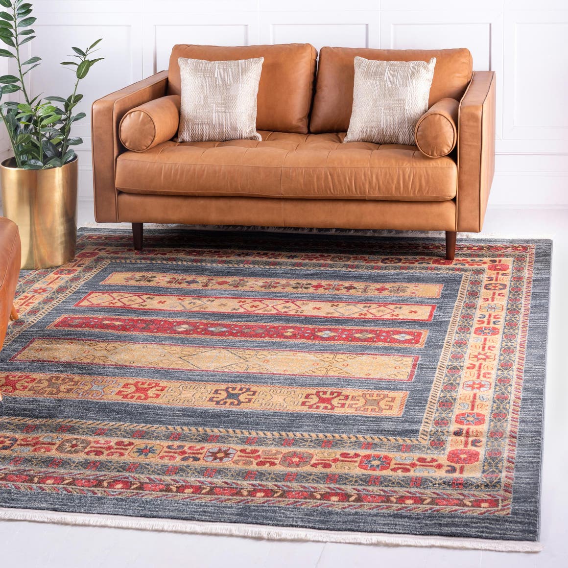 Quadratisch Teppich Kashkuli Gabbeh in Blau von Hadorn™ - Lifestyle Image