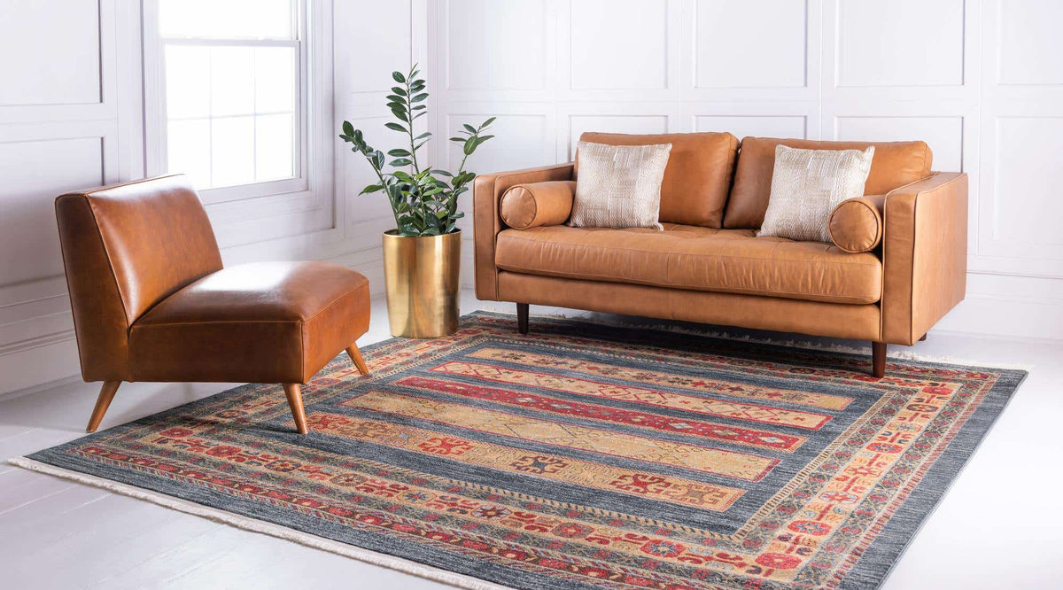 Quadratisch Teppich Kashkuli Gabbeh in Blau von Hadorn™ - Lifestyle Image
