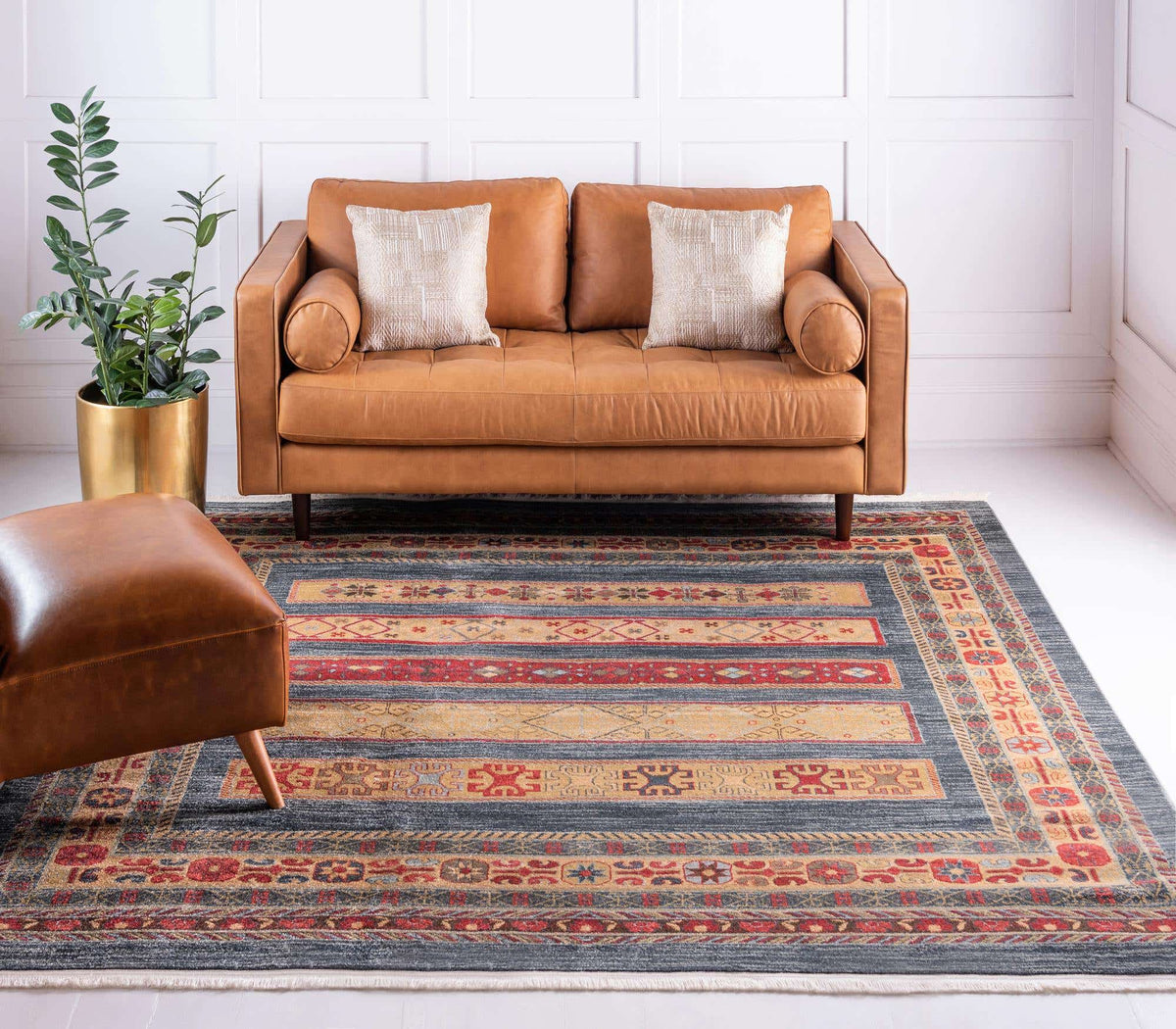 Quadratisch Teppich Kashkuli Gabbeh in Blau von Hadorn™ - Lifestyle Image