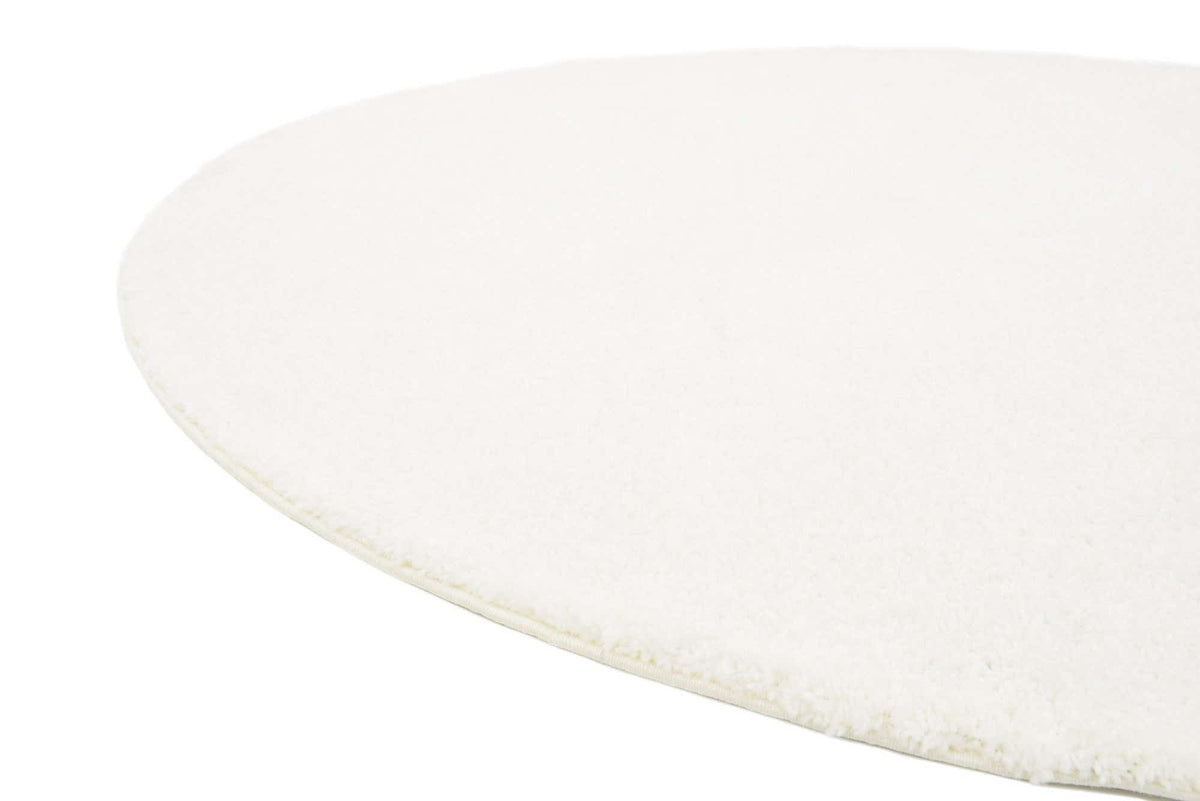 Rund Teppich Solid Frieze in Weiss von Hadorn™ - Lifestyle Image