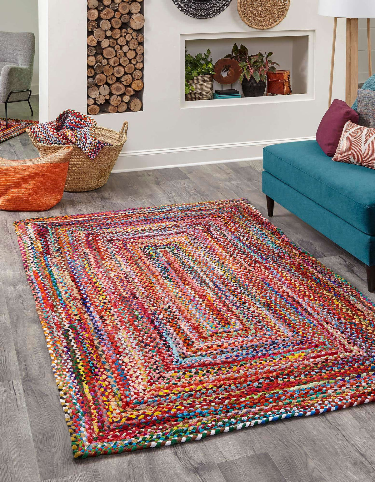 Rechteck Teppich Braided Chindi in Mehrfarbig von Hadorn™ - Lifestyle Image