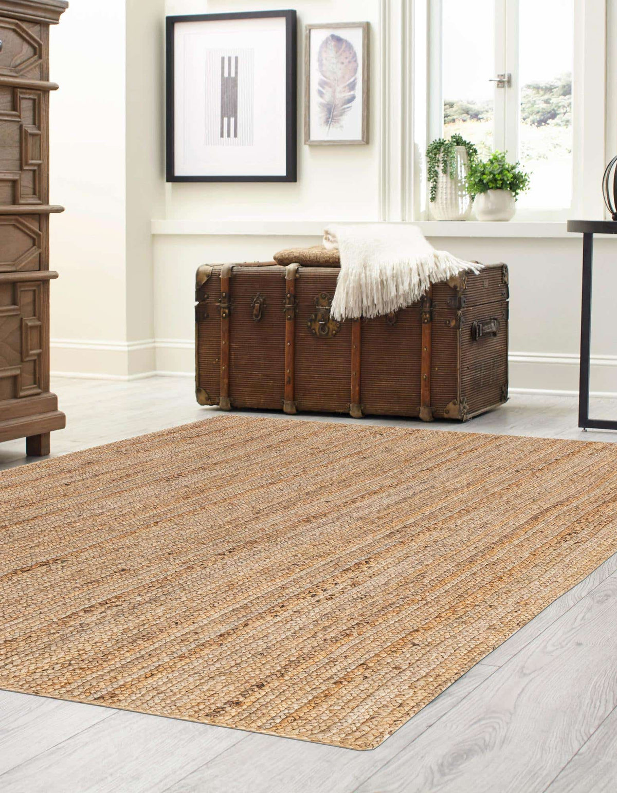 Rechteck Teppich Braided Jute in Natürlich von Hadorn™ - Lifestyle Image
