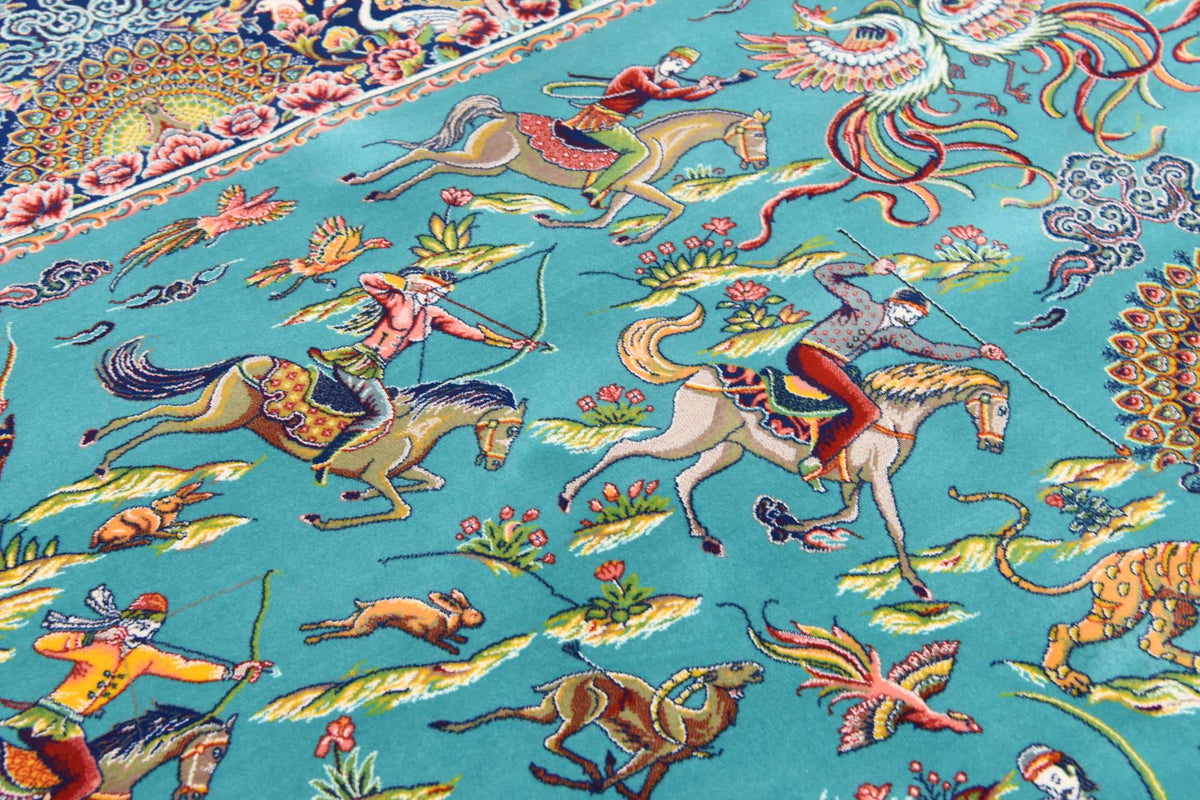 Rechteck Teppich Dynasty in Türkis von Hadorn™ - Lifestyle Image