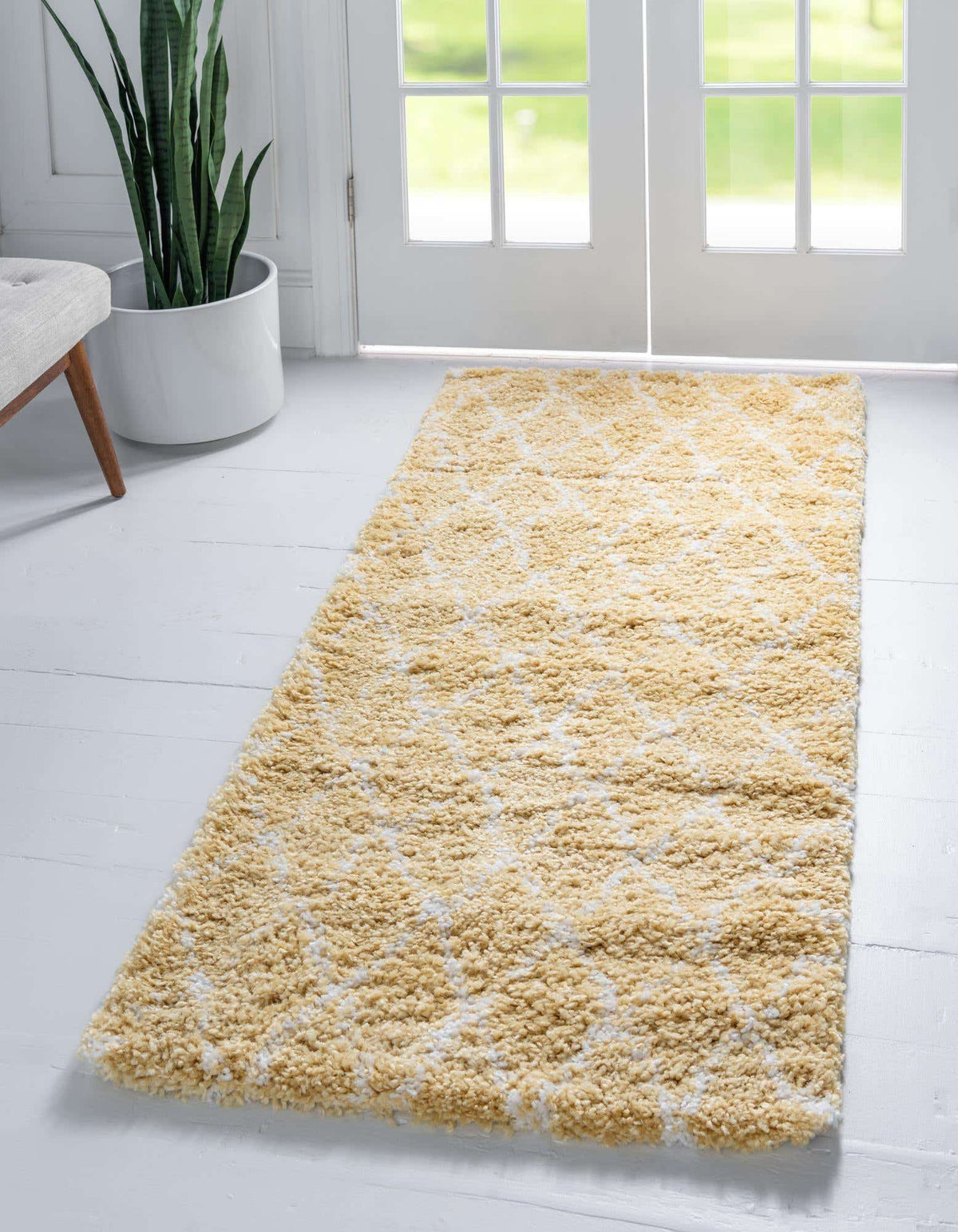 Läufer Hochflorteppich Marrakesh Shag in Gelb von Hadorn™ - Lifestyle Image