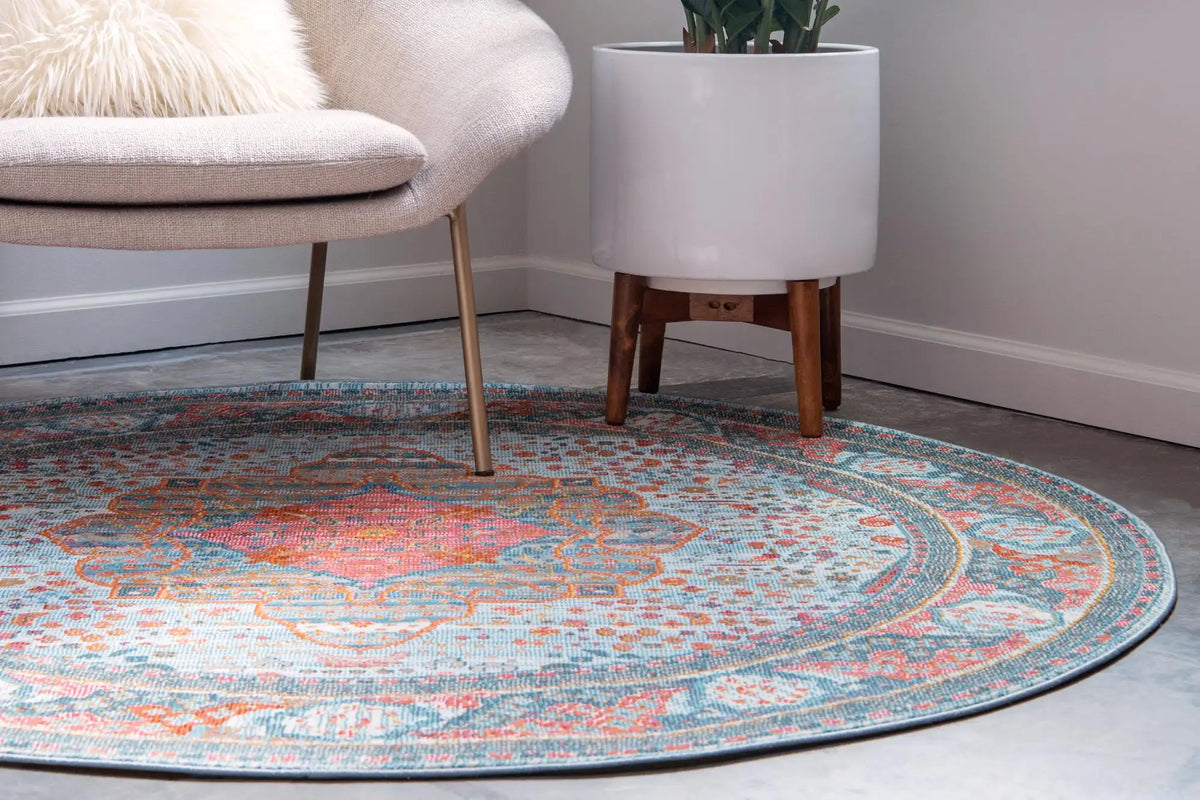 Rund Teppich Havana in Hellblau von Hadorn™ - Lifestyle Image