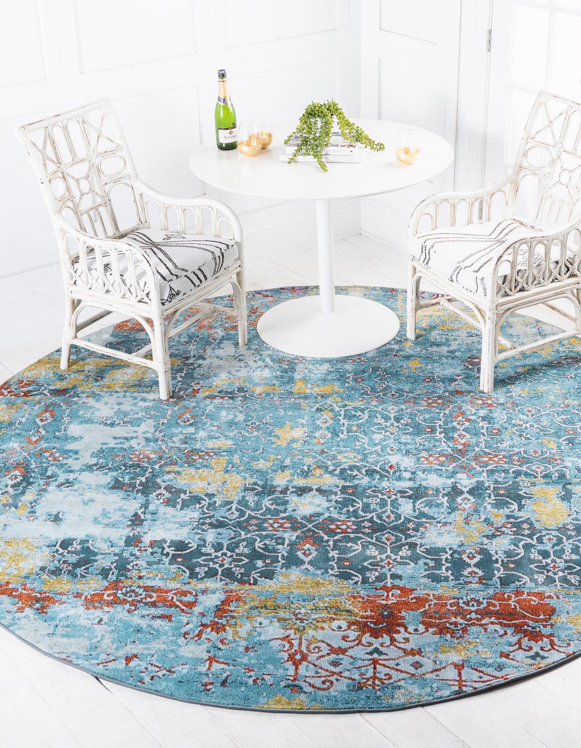 Rund Teppich Havana in Blau von Hadorn™ - Lifestyle Image