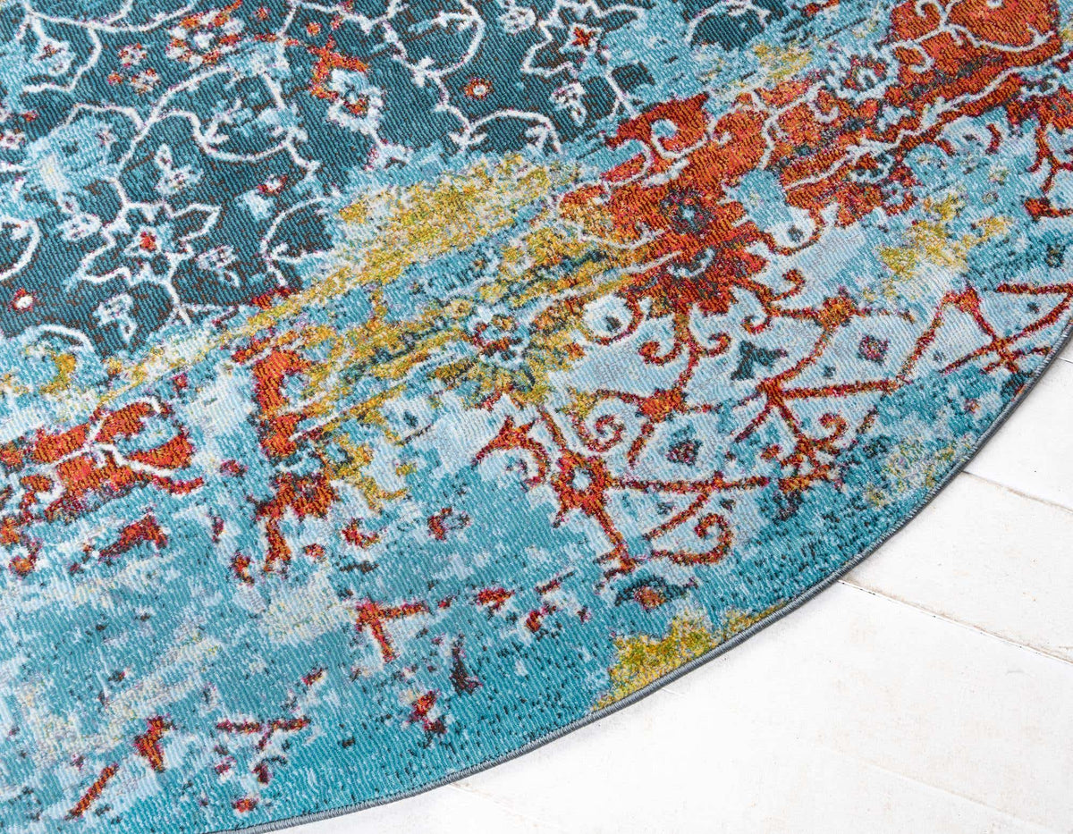 Rund Teppich Havana in Blau von Hadorn™ - Lifestyle Image