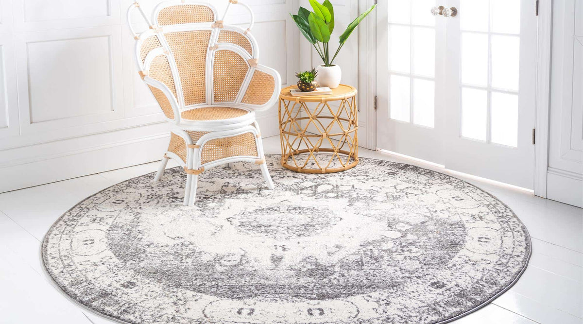 Rund Teppich Venice in Grau von Hadorn™ - Lifestyle Image
