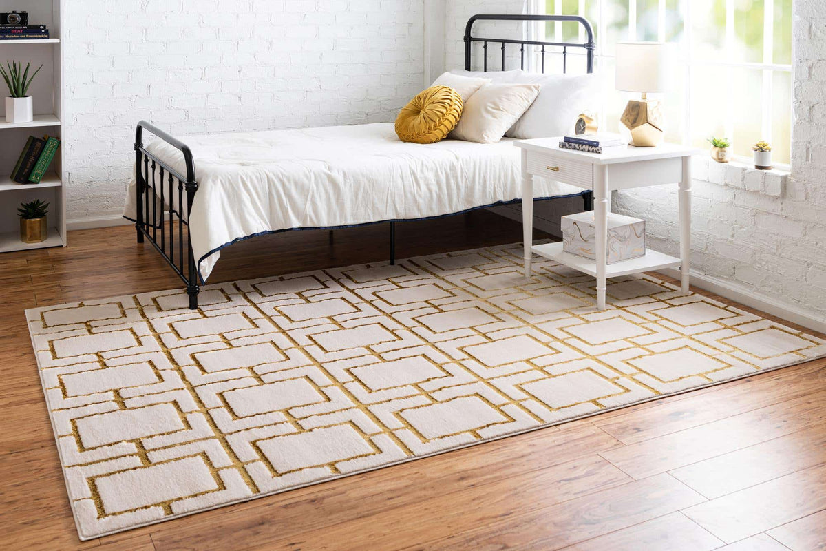 Rechteck Teppich Marilyn Monroe™ Glam Trellis in Weiss von Hadorn™ - Lifestyle Image