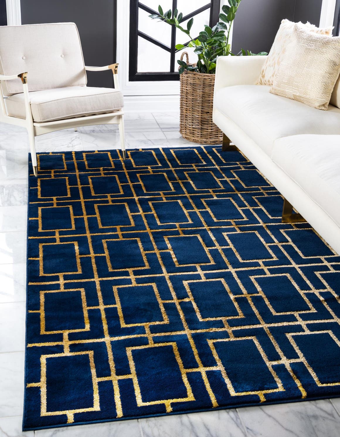 Rechteck Teppich Marilyn Monroe™ Glam Trellis in Blau von Hadorn™ - Lifestyle Image