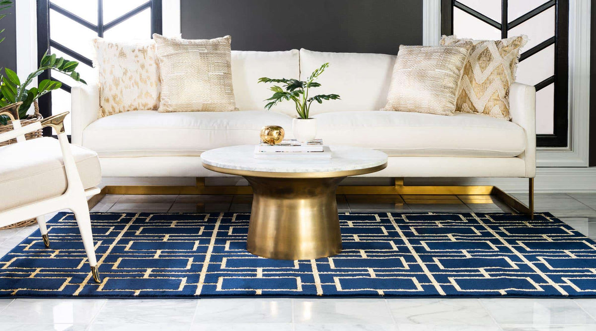 Rechteck Teppich Marilyn Monroe™ Glam Trellis in Blau von Hadorn™ - Lifestyle Image