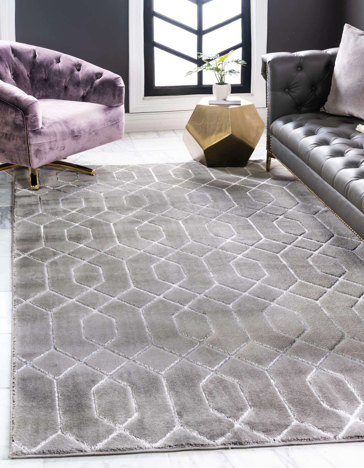 Rechteck Teppich Marilyn Monroe™ Glam Trellis in Grau von Hadorn™ - Lifestyle Image