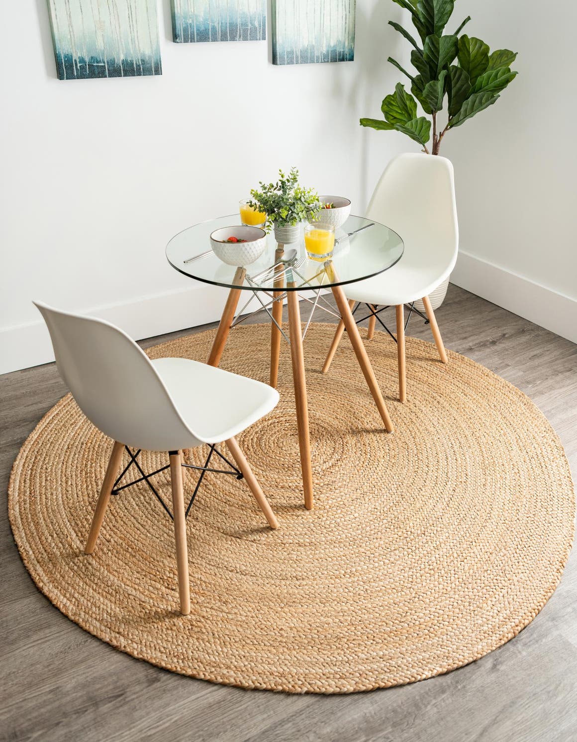 Rund Teppich Braided Jute in Natürlich von Hadorn™ - Lifestyle Image