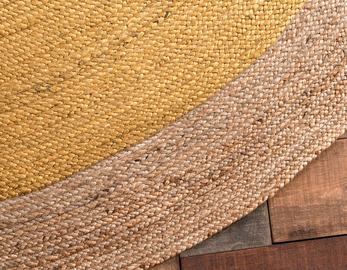 Rund Teppich Braided Jute in Gelb von Hadorn™ - Lifestyle Image
