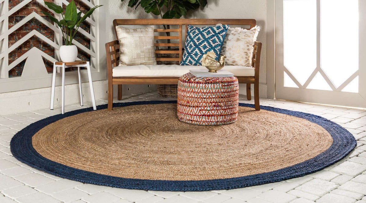 Rund Teppich Braided Jute in Natürlich von Hadorn™ - Lifestyle Image