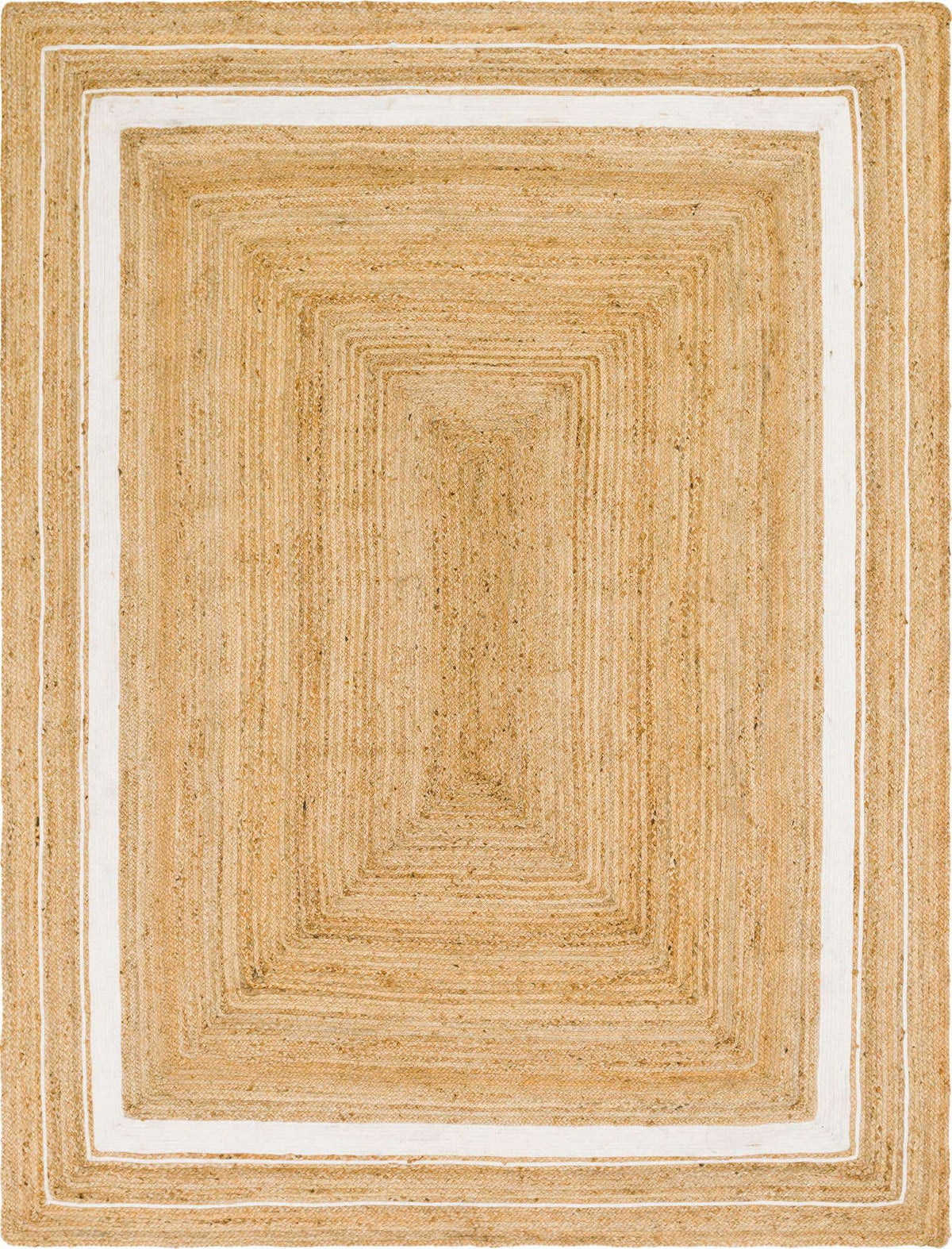 Rechteck Teppich Braided Jute in Natürlich und Weiss von Hadorn™ - Lifestyle Image