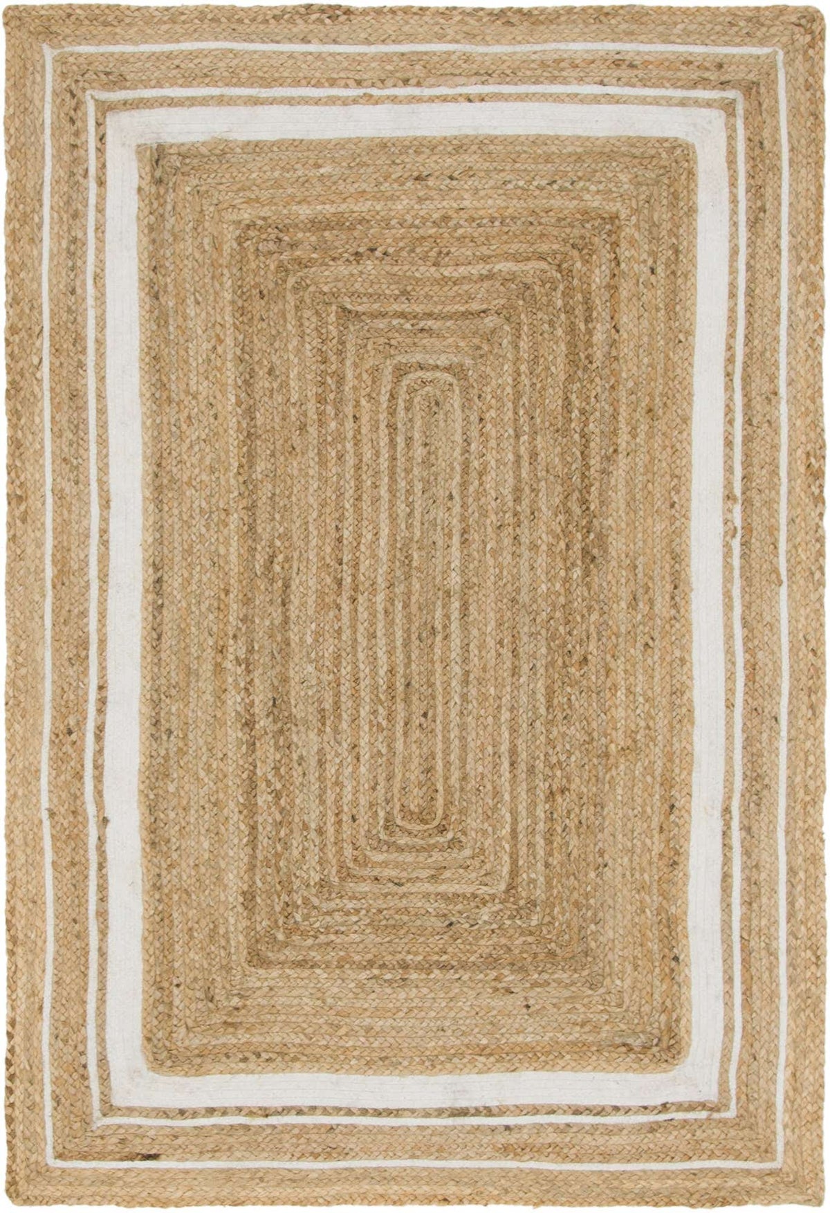 Rechteck Teppich Braided Jute in Natürlich und Weiss von Hadorn™ - Lifestyle Image