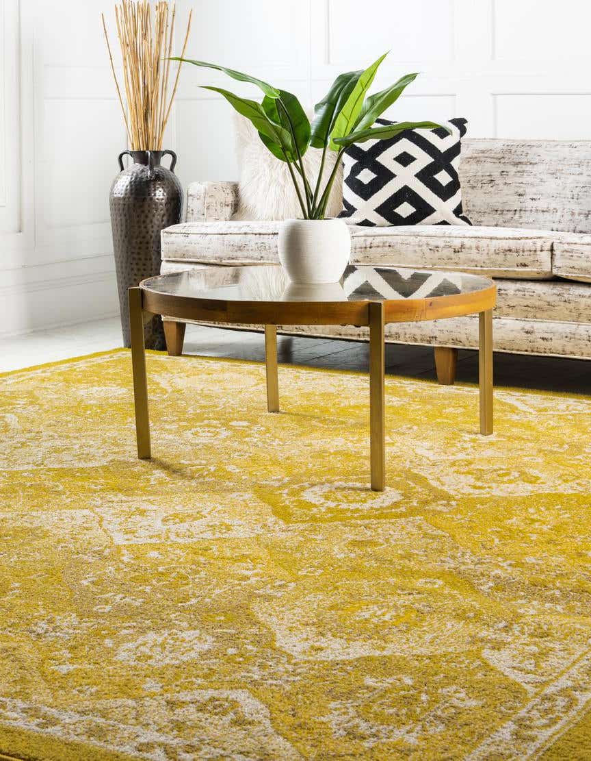 Quadratisch Teppich Carrington in Gelb von Hadorn™ - Lifestyle Image