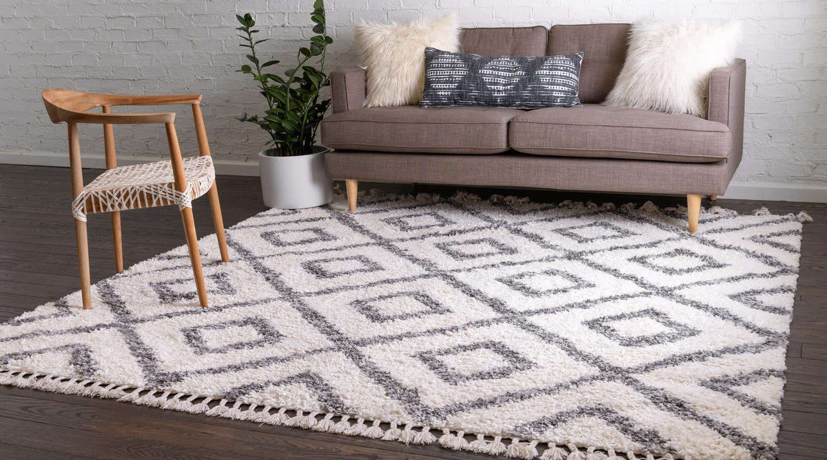Quadratisch Hochflorteppich Lagom Shag in Beige von Hadorn™ - Lifestyle Image