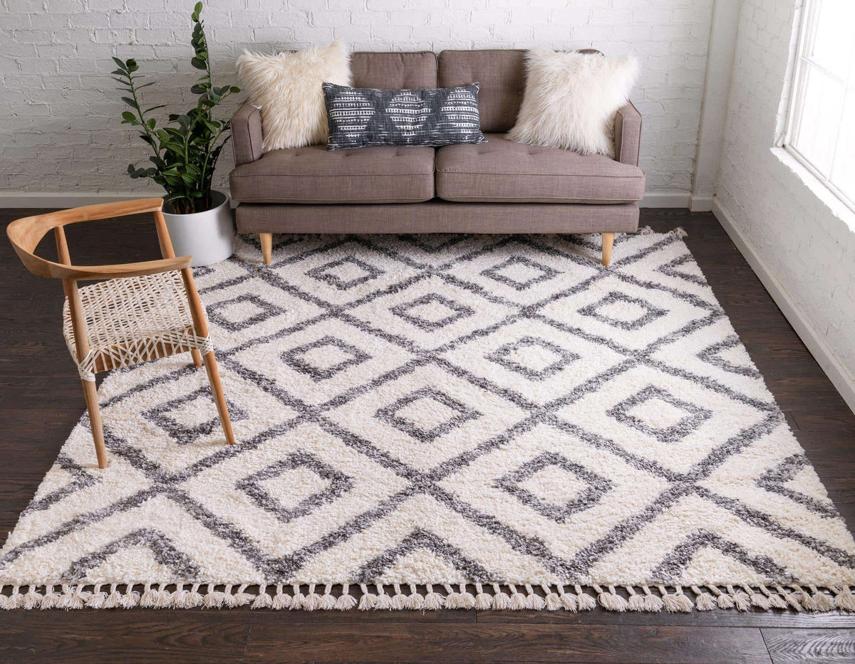 Quadratisch Hochflorteppich Lagom Shag in Beige von Hadorn™ - Lifestyle Image