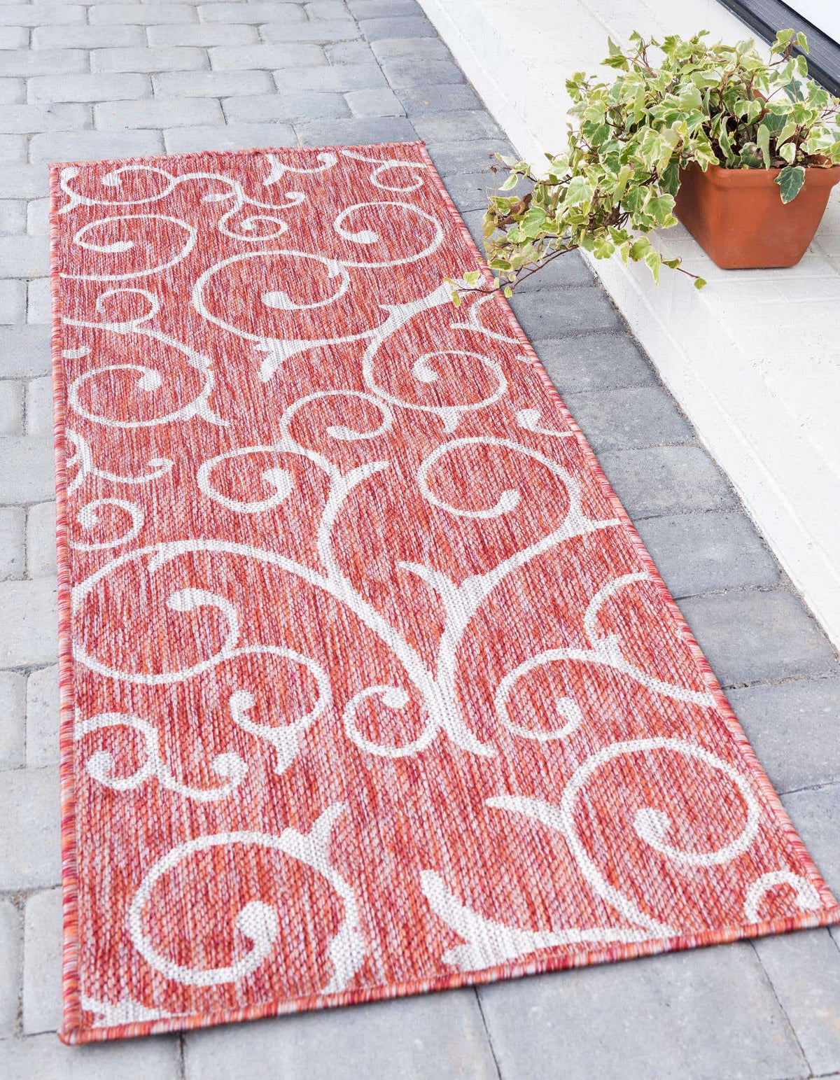 Läufer Outdoor Teppich Outdoor Botanical in Rot von Hadorn™ - Lifestyle Image