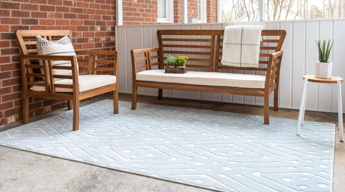 Rechteck Outdoor Teppich Sabrina Soto Outdoor in Hellblau von Hadorn™ - Lifestyle Image