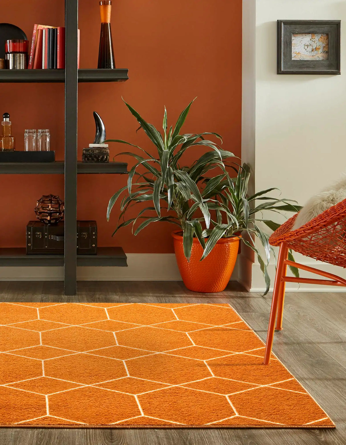 Rechteck Teppich Trellis Frieze in Orange von Hadorn™ - Lifestyle Image