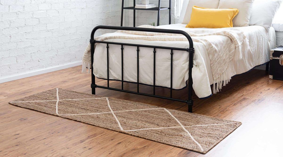 Läufer Handgeflochten Teppich Braided Jute in Weiss von Hadorn™ - Lifestyle Image