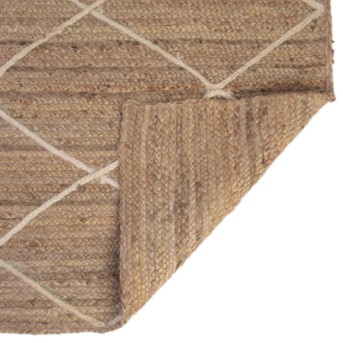 Läufer Handgeflochten Teppich Braided Jute in Weiss von Hadorn™ - Lifestyle Image