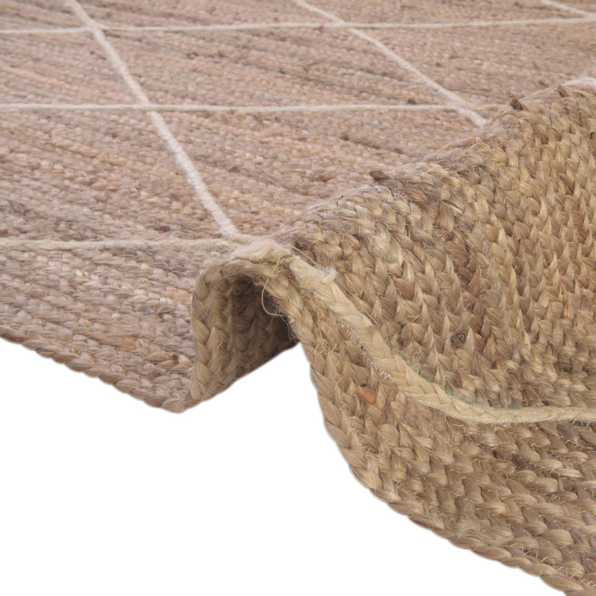 Läufer Handgeflochten Teppich Braided Jute in Weiss von Hadorn™ - Lifestyle Image