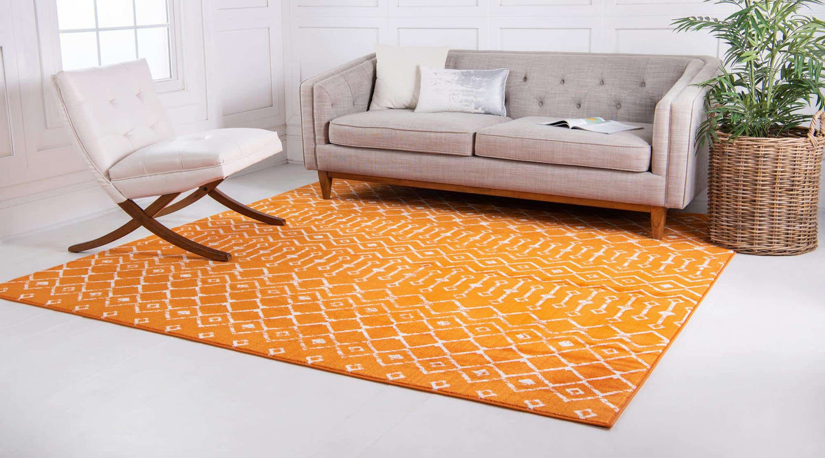 Quadratisch Teppich Kasbah Trellis in Orange von Hadorn™ - Lifestyle Image