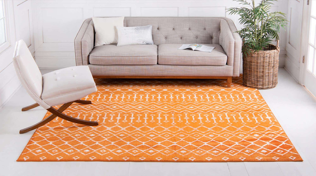 Quadratisch Teppich Kasbah Trellis in Orange von Hadorn™ - Lifestyle Image