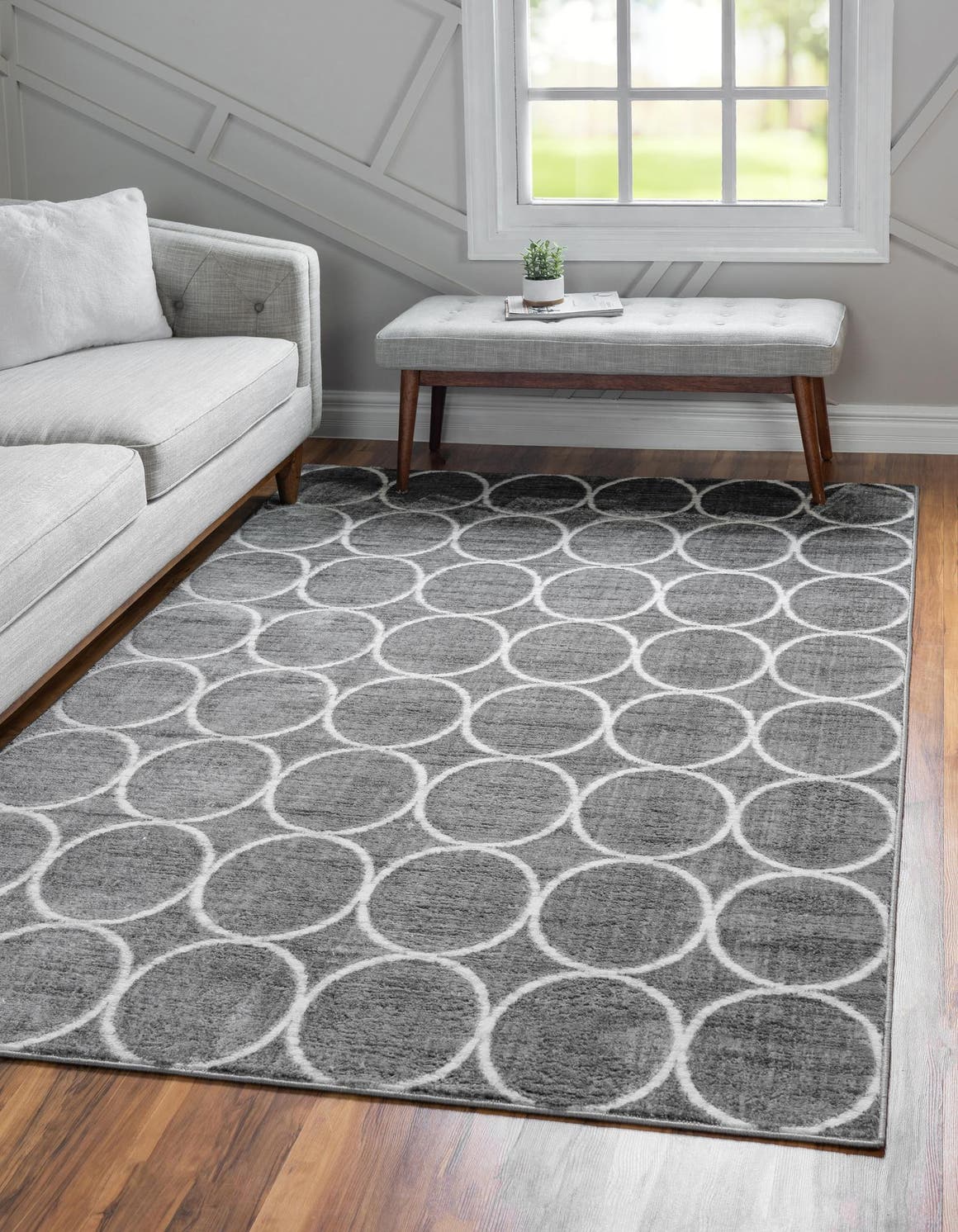 Rechteck Teppich Lattice Trellis in Grau von Hadorn™ - Lifestyle Image