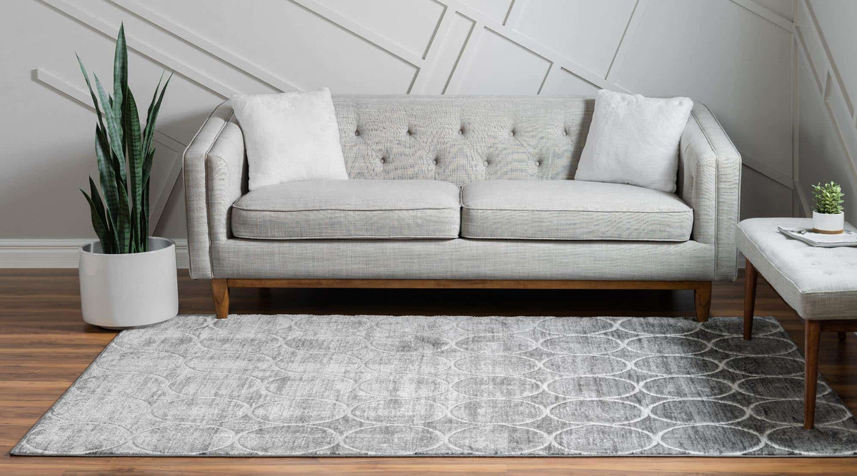 Rechteck Teppich Lattice Trellis in Grau von Hadorn™ - Lifestyle Image
