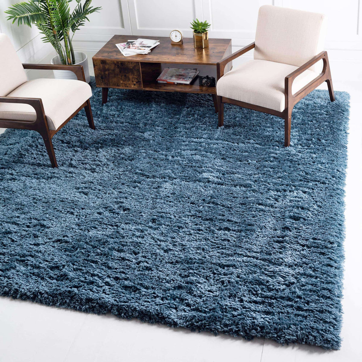 Quadratisch Hochflorteppich Infinity Shag in Aegean Blau von Hadorn™ - Lifestyle Image