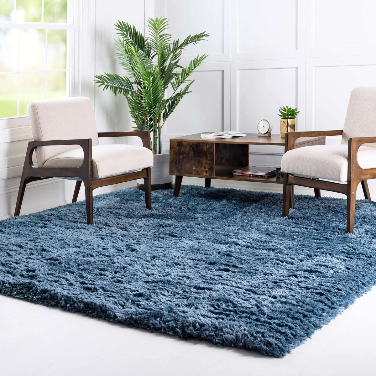 Quadratisch Hochflorteppich Infinity Shag in Aegean Blau von Hadorn™ - Lifestyle Image