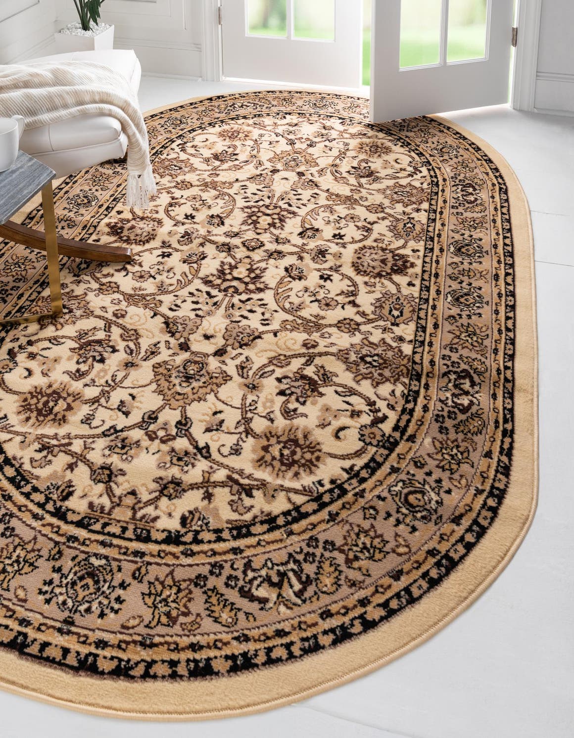Oval Teppich Kashan Design in Elfenbein von Hadorn™ - Lifestyle Image