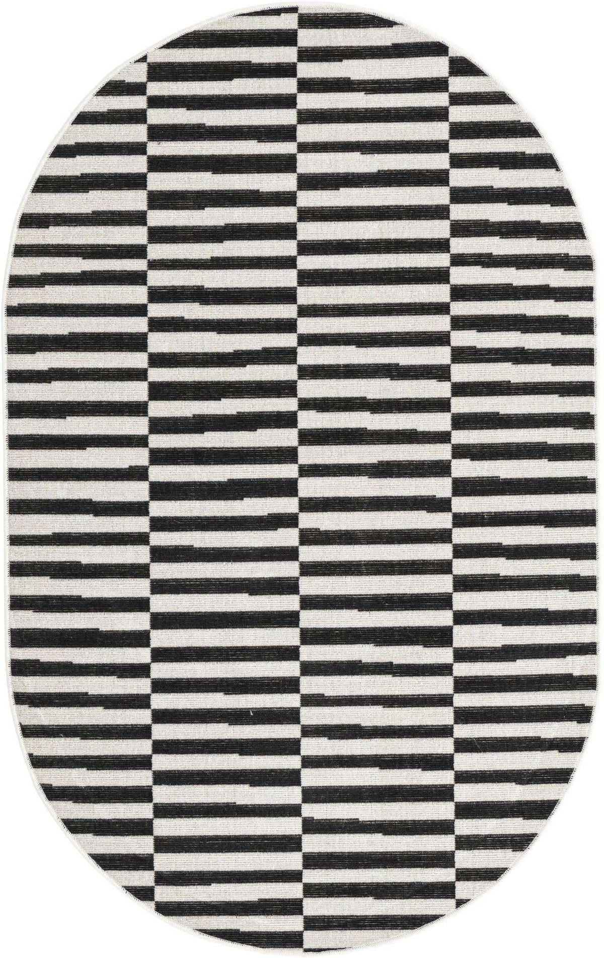 Oval Teppich Tribeca in Schwarz von Hadorn™ - Lifestyle Image