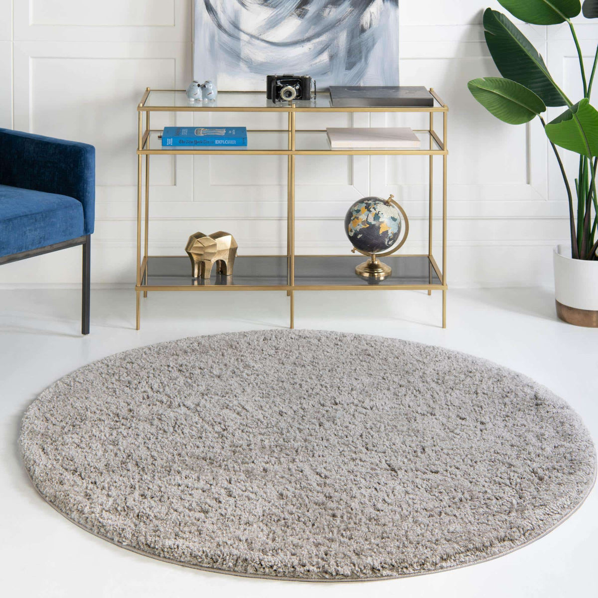 Rund Hochflorteppich Everyday Shag in Hellgrau von Hadorn™ - Lifestyle Image