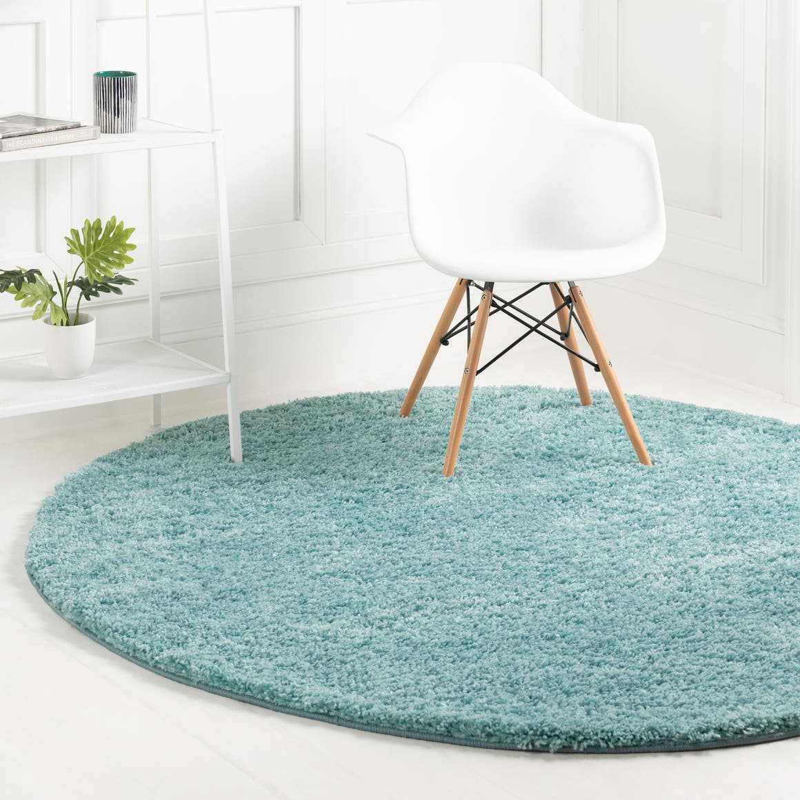 Rund Hochflorteppich Everyday Shag in Türkis von Hadorn™ - Lifestyle Image