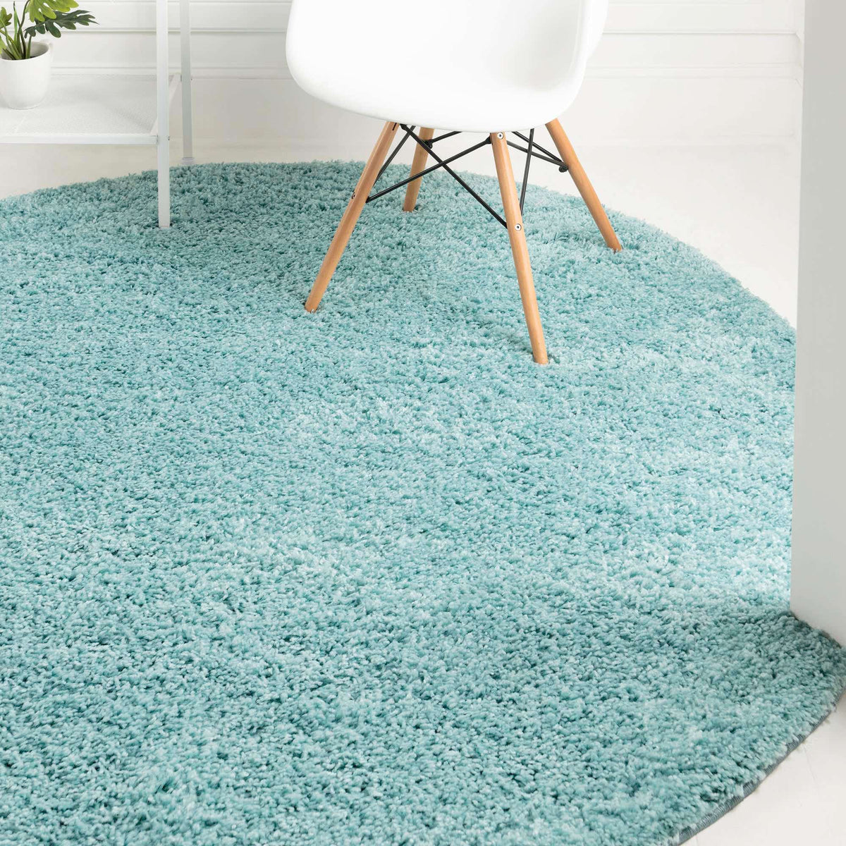 Rund Hochflorteppich Everyday Shag in Türkis von Hadorn™ - Lifestyle Image