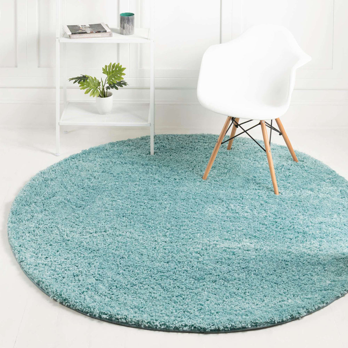 Rund Hochflorteppich Everyday Shag in Türkis von Hadorn™ - Lifestyle Image
