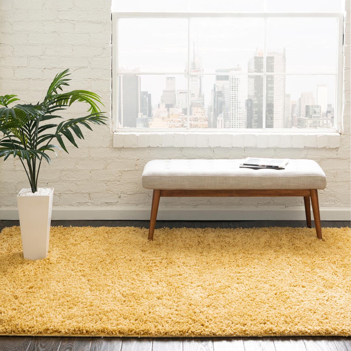 Rechteck Hochflorteppich Everyday Shag in Gelb von Hadorn™ - Lifestyle Image