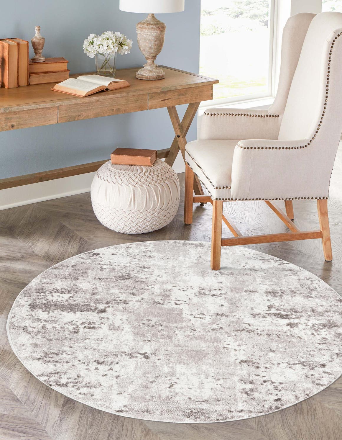 Rund Teppich Aurora in Steingrau von Hadorn™ - Lifestyle Image