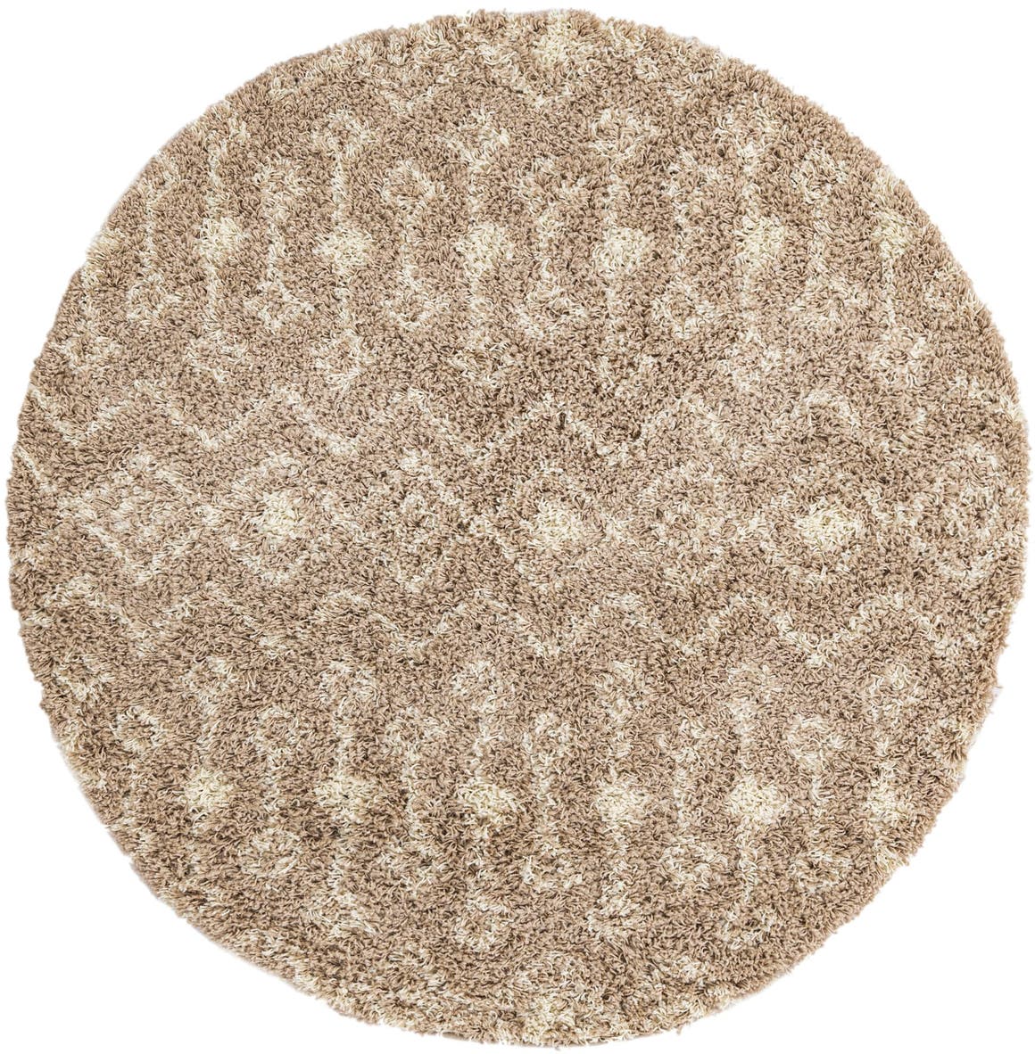 Rund Hochflorteppich Moroccan Trellis Shag in Hellbraun von Hadorn™ - Lifestyle Image
