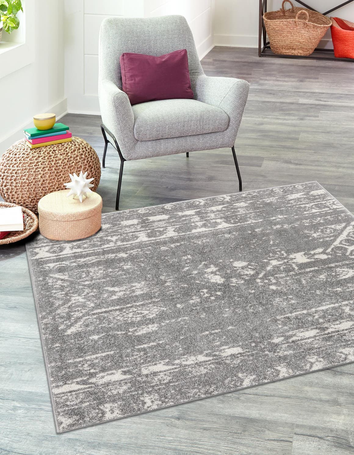 Quadratisch Teppich Lennon in Grau von Hadorn™ - Lifestyle Image