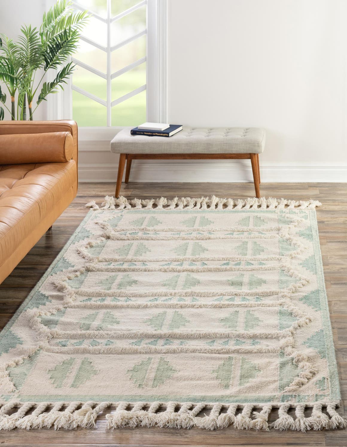 Rechteck Handgeflochten Teppich Arizona in Aquamarin von Hadorn™ - Lifestyle Image