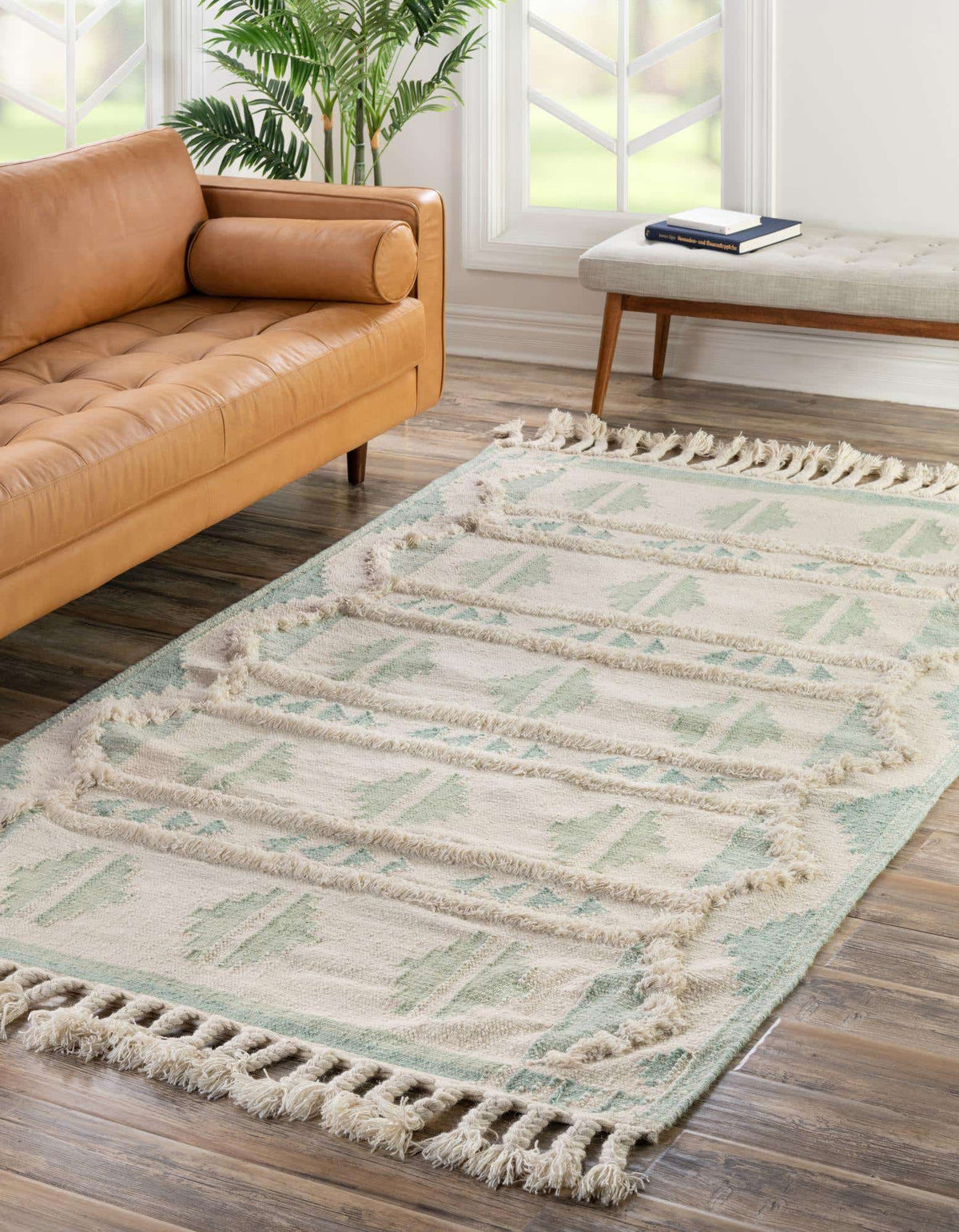 Rechteck Handgeflochten Teppich Arizona in Aquamarin von Hadorn™ - Lifestyle Image