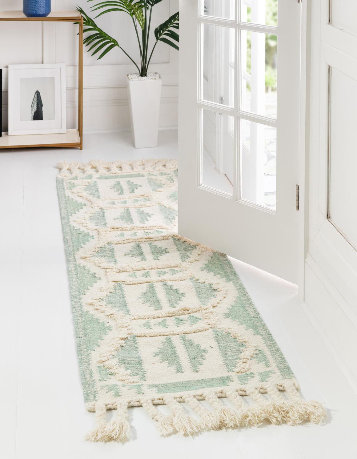 Läufer Handgeflochten Teppich Arizona in Aquamarin von Hadorn™ - Lifestyle Image
